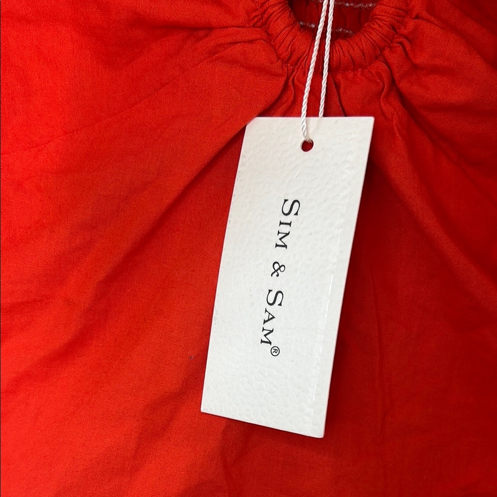 Sim and Sam Red Ruched Puff Sleeve Blouse - Picture 2 of 4